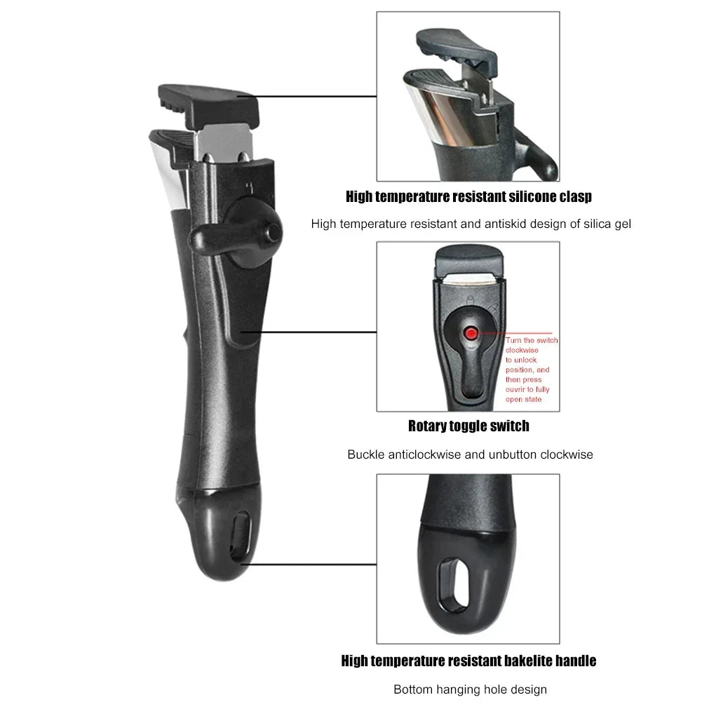 Detachable Removable Pan Pot Handle Outdoor Tableware Anti-Scalding Clip Hand Grip for Kitchen Cooking Frying Cookware Bowl