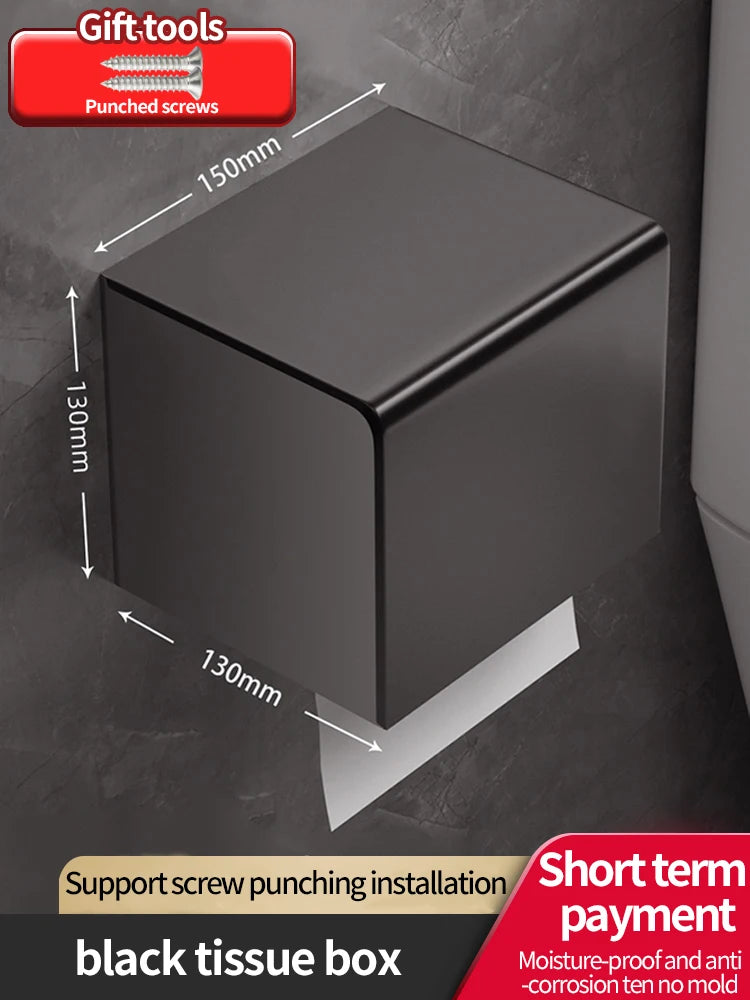 free punch Tissue Box no drill Bathroom Paper Towel Holder for Home Organizers Rack