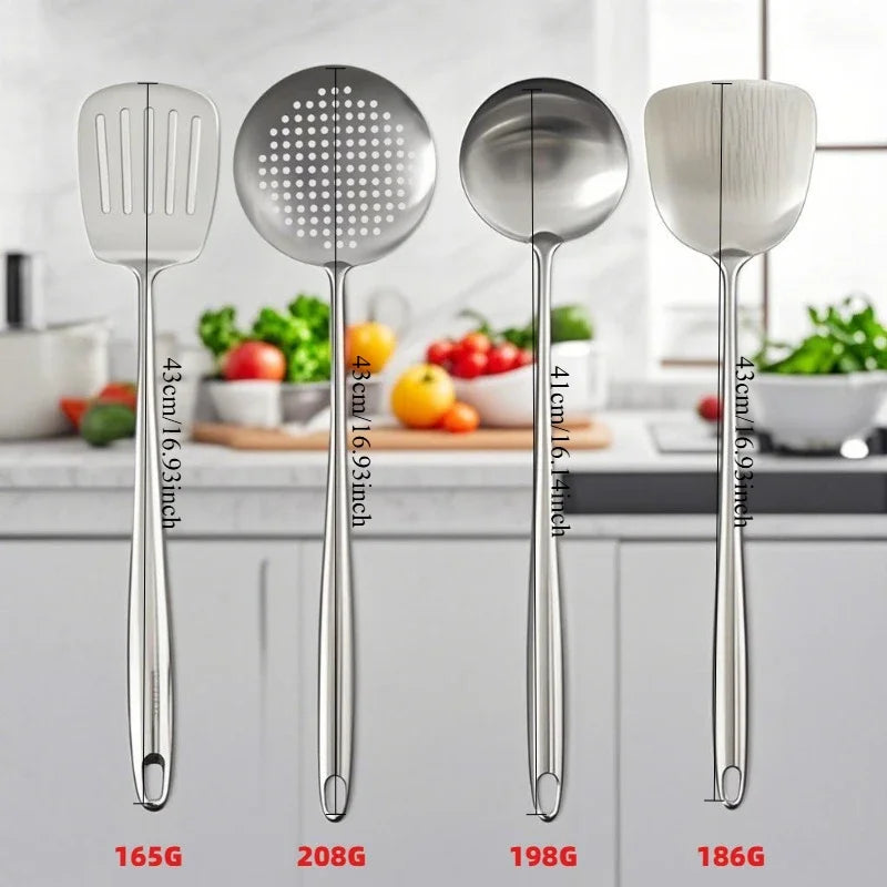 316 Stainless Steel Wok Spatula Metal kitchen utensils Slotted Turner Spoon Ladle Cooking Tools Utensil Set Kitchen Accessories