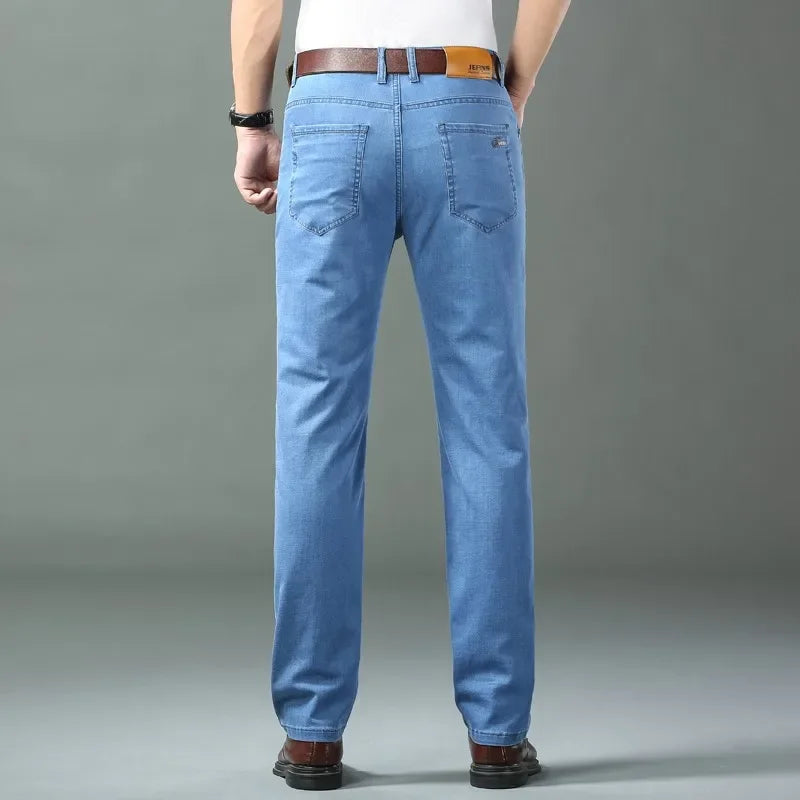 Ice Silk Thin Denim Jeans For Men