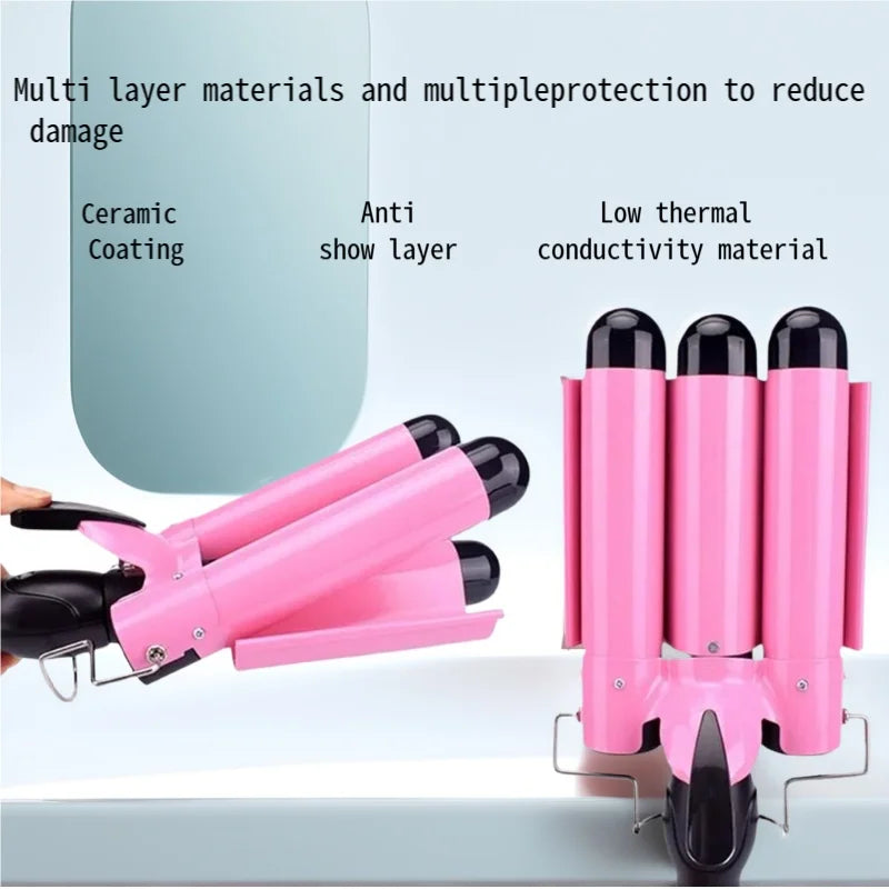 IRUIBEAUTY Professional Hair Curling Iron Ceramic Triple Barrel Hair Curler Irons  Hair Styler Hair Waver Styling Tools