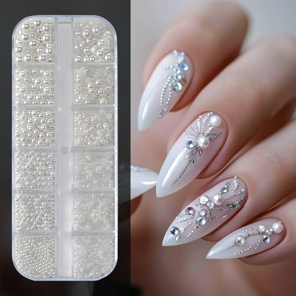 1 Box Half Round Flat back Nail Rhinestones