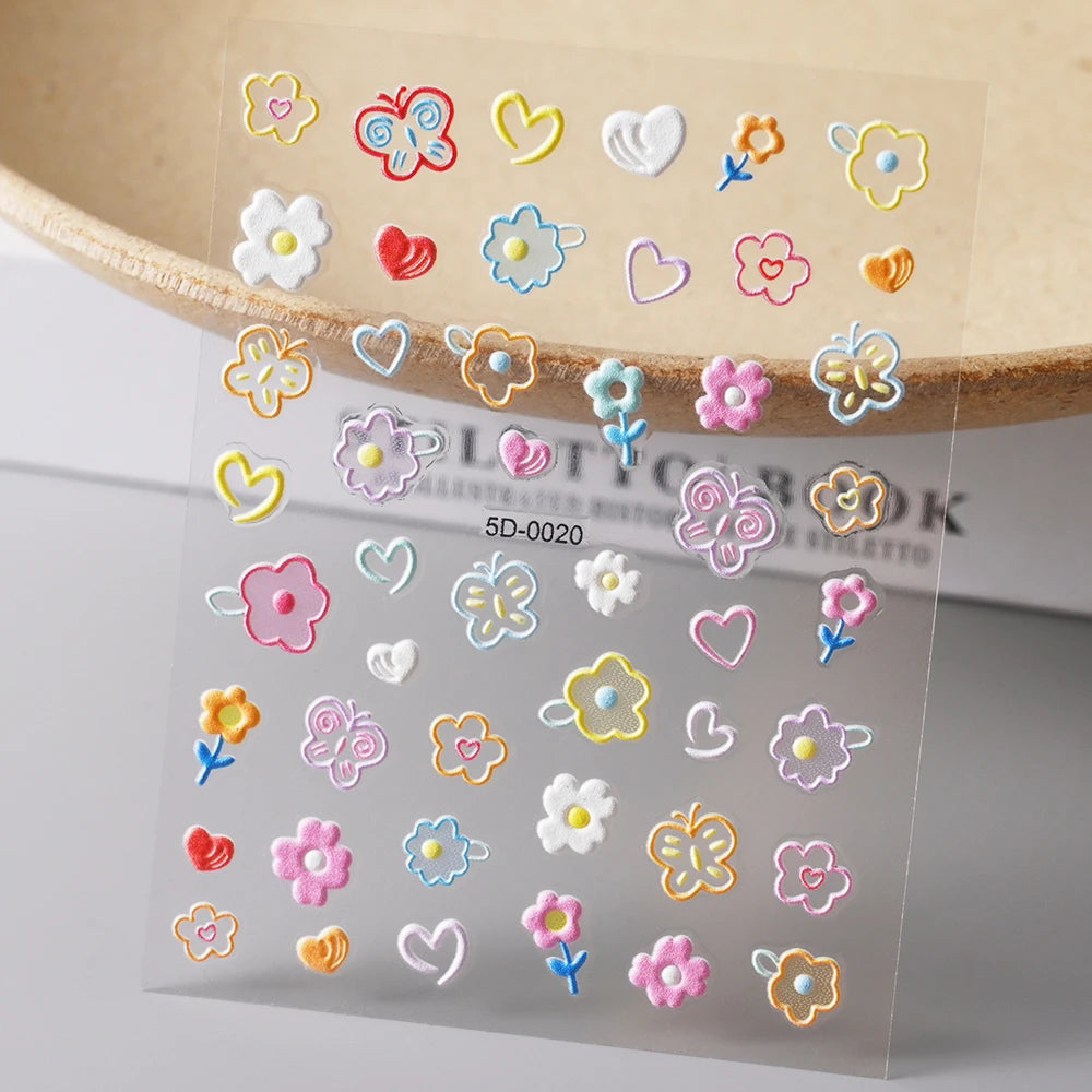 5 D Macron Flower/Fruit Nail Charms Sticker