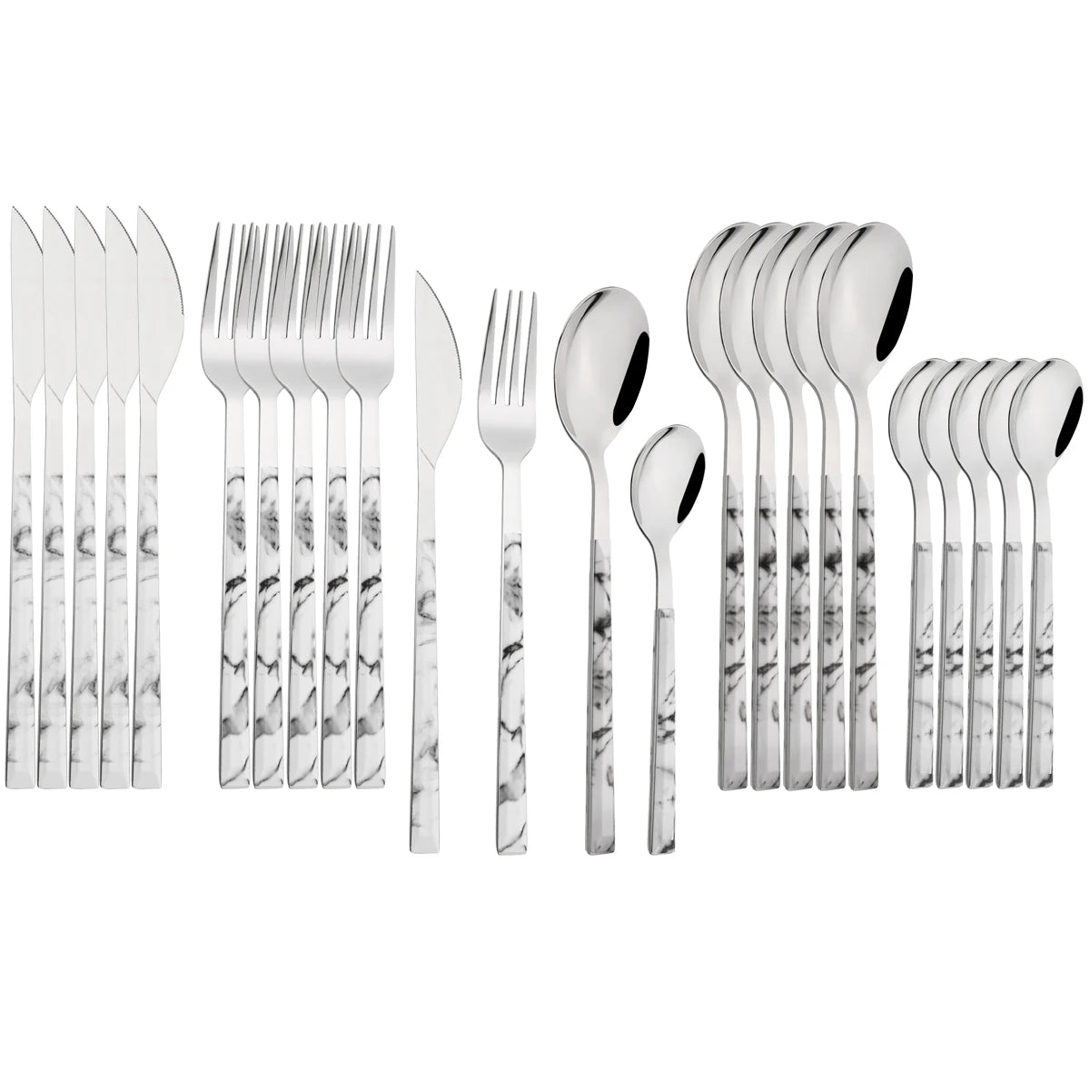 24Pcs Knife Fork Spoon Dinnerware Set High Quality Cutlery Set Stainless Steel Flatware Creative Imitation Wood Handle Tableware