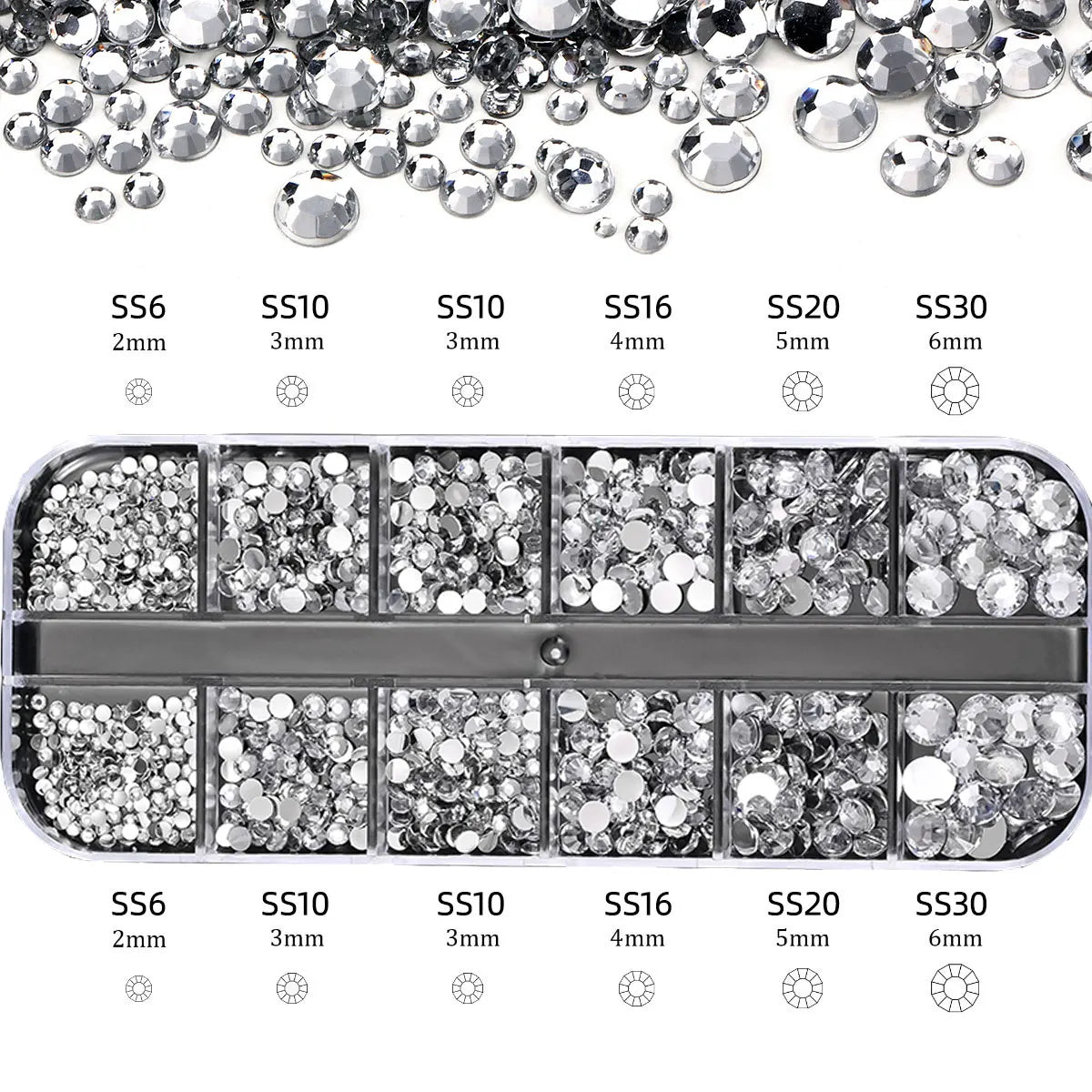 2400pcs+ Shiny Clear Crystal Gems Nail