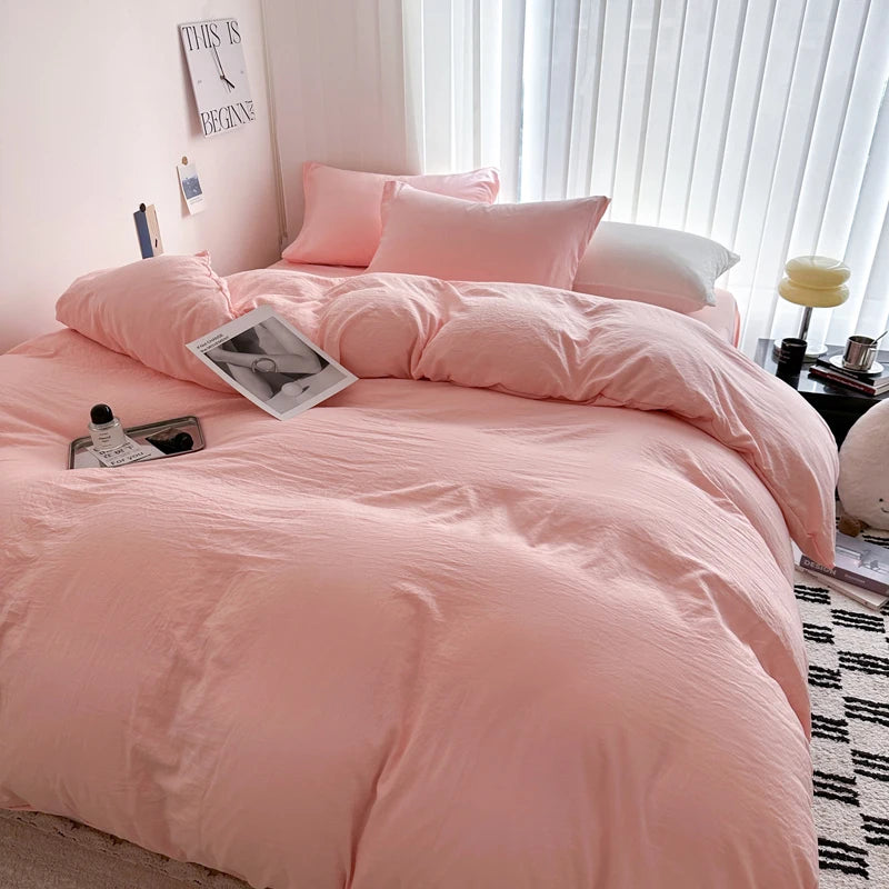 Solid Bed Linen Cotton Bedding Set