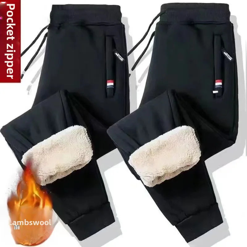 Breathable Men's Casual winter fleece-lined Trousers
