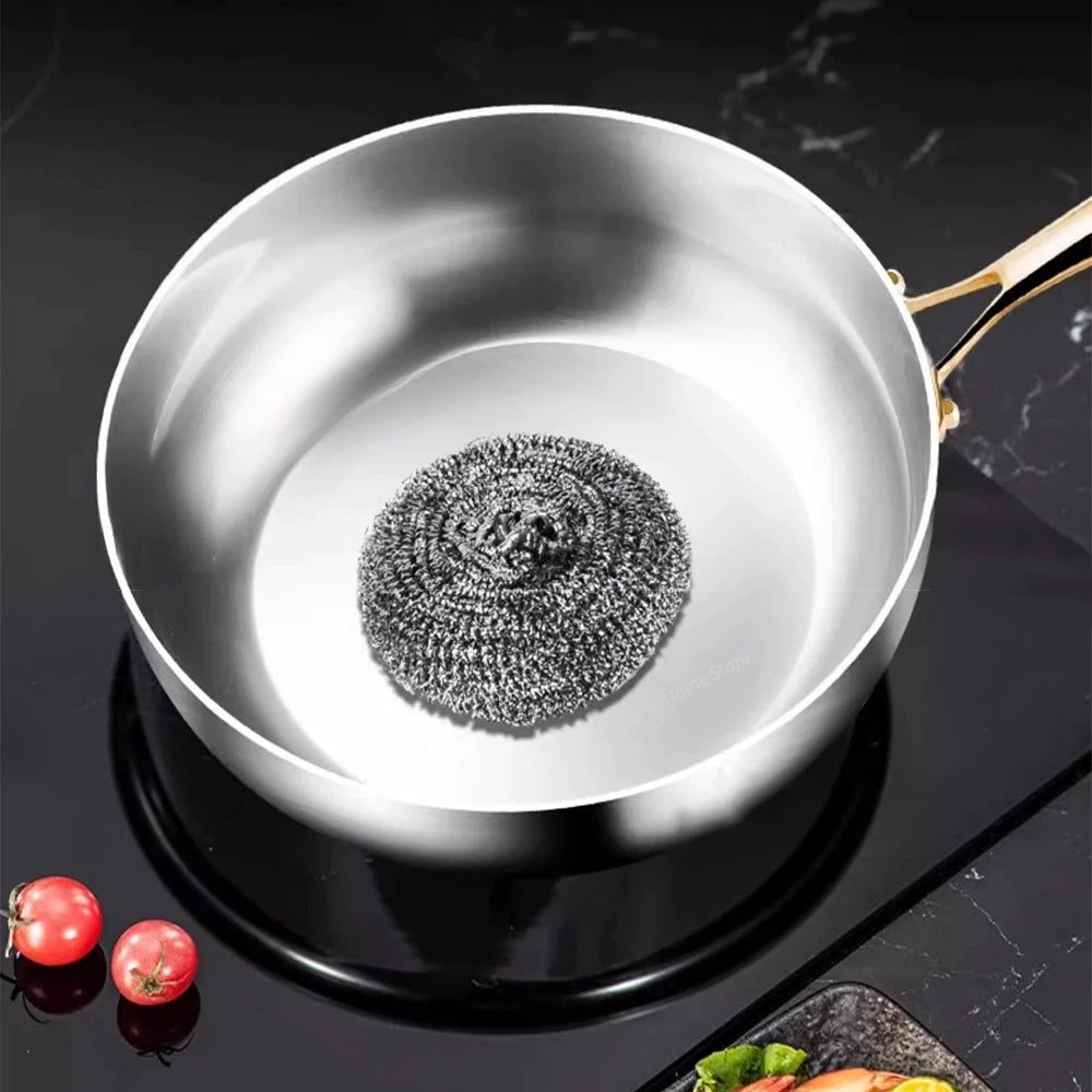 316 Stainless Steel Deep Frying Wok Pan Nonstick Cooking Fried Steak Gas Stove Pot Induction General Kitchen Cookware Saucepan