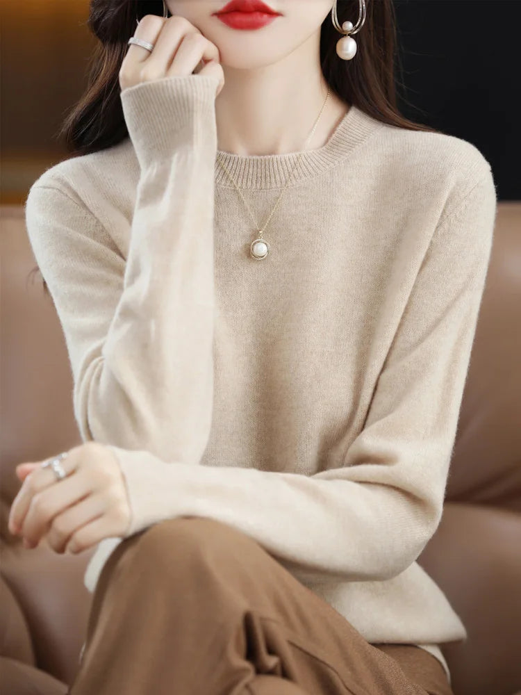 Merino Wool Elegant Cashmere Jumper Tops