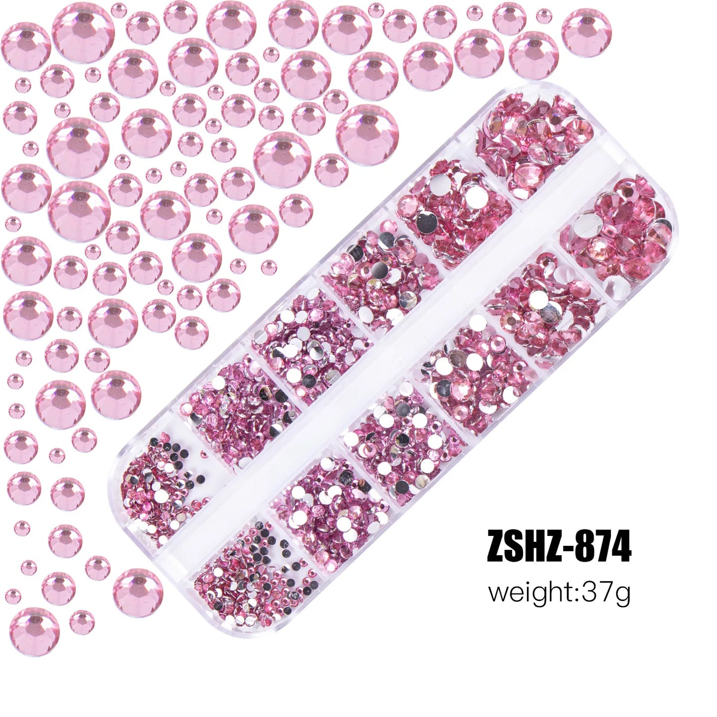 2400pcs+ Shiny Clear Crystal Gems Nail