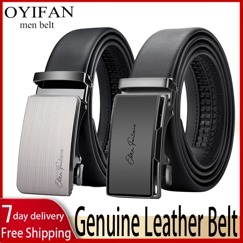 Men Genuine Leather Automatic Adjustable waistband belts