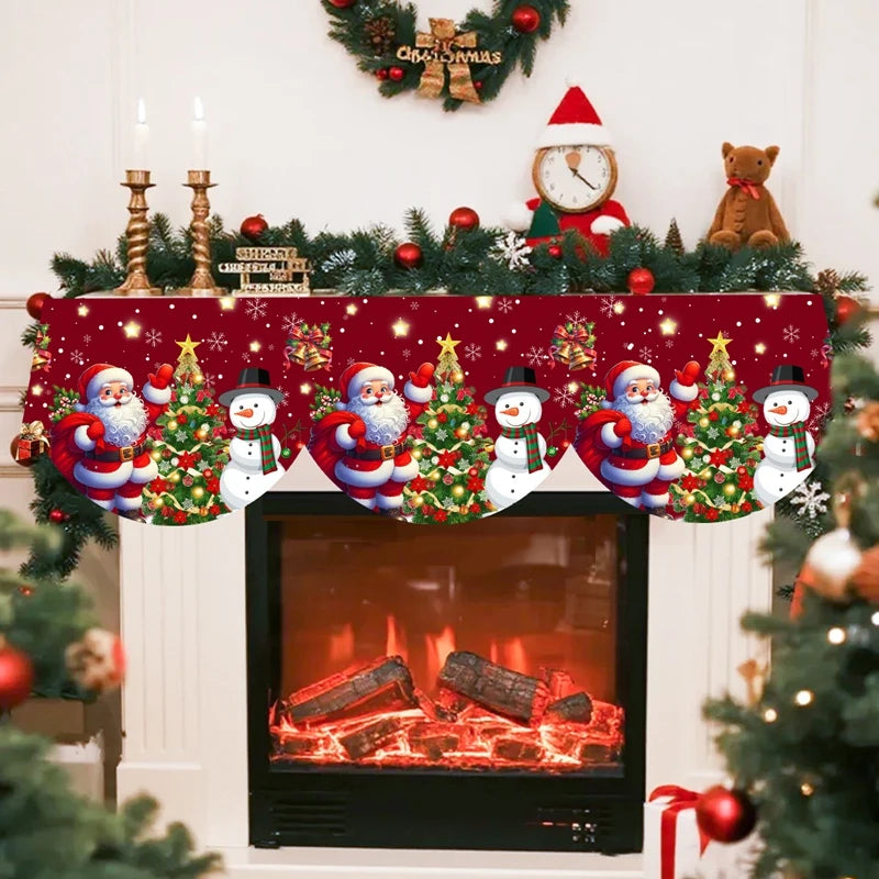 Christmas Fireplace Mantel Santa Scarf