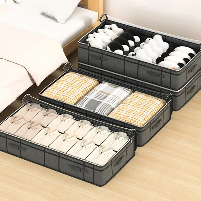 1/2PCS foldable non-woven bed bottom storage bag Large capacity clothing blanket storage bag Tidy bedroom closet dust space save