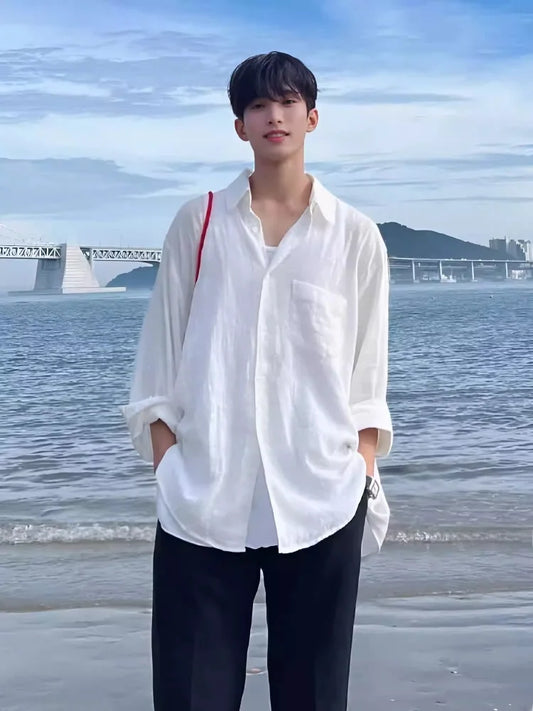White Linen T shirt For Men