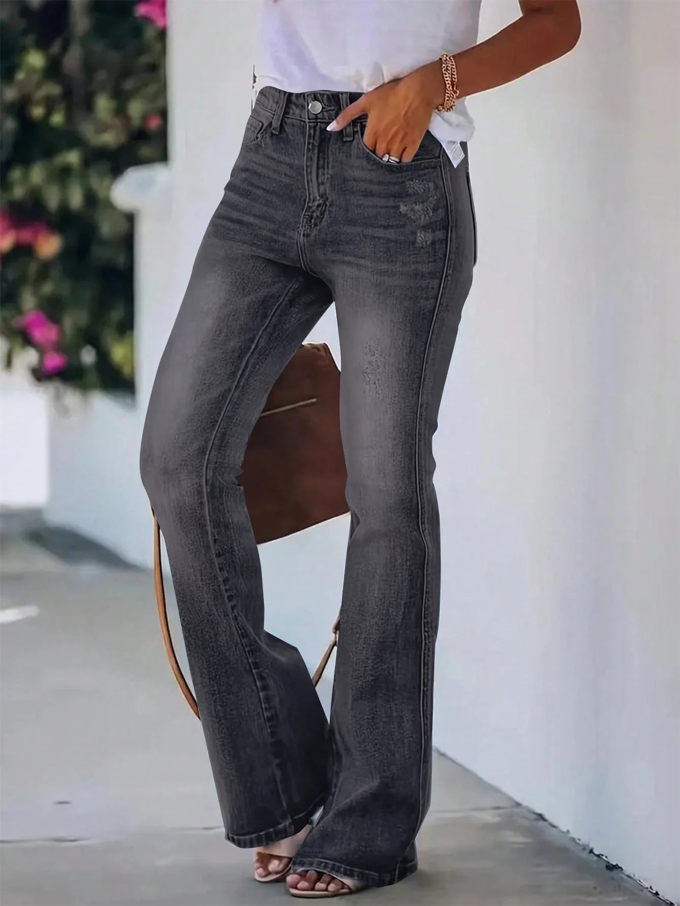 New hot women's horn jeans high waist slimming Denim pants