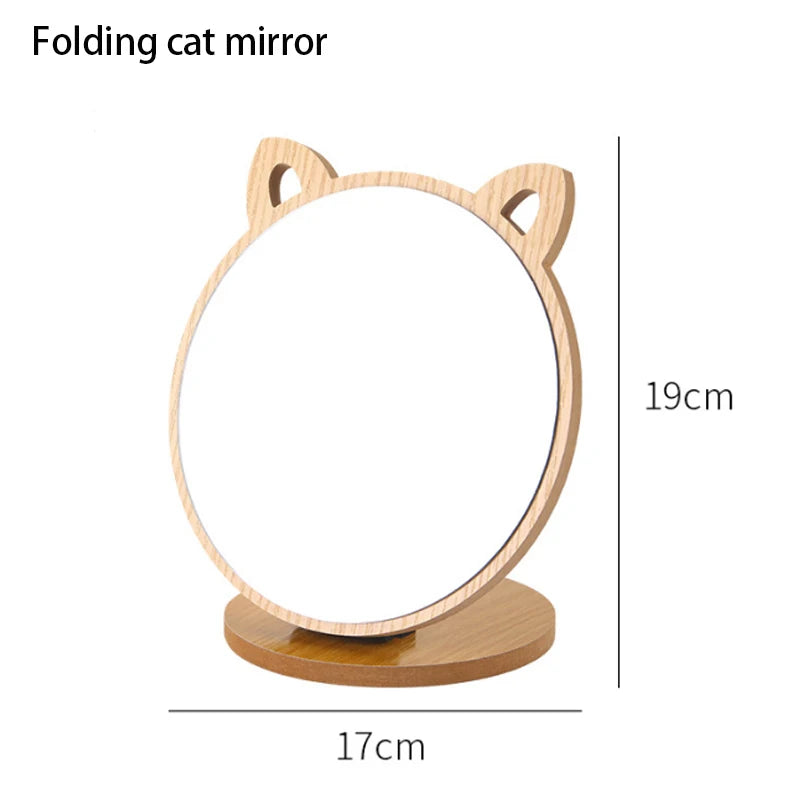 Portable Wooden Folding Desktop Makeup Mirror