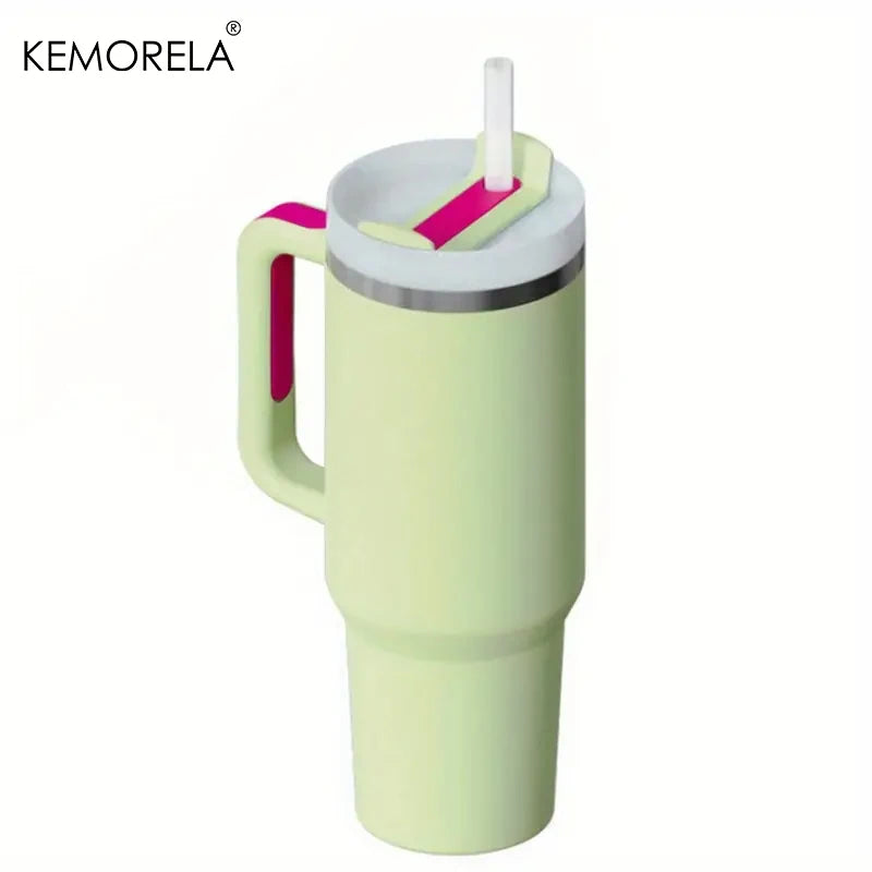 KEMORELA Tumbler With Handle Lid Straw Stainless Steel Water Bottle 887/1182ML Vacuum Thermos Cup Travel Car Coffee Mug