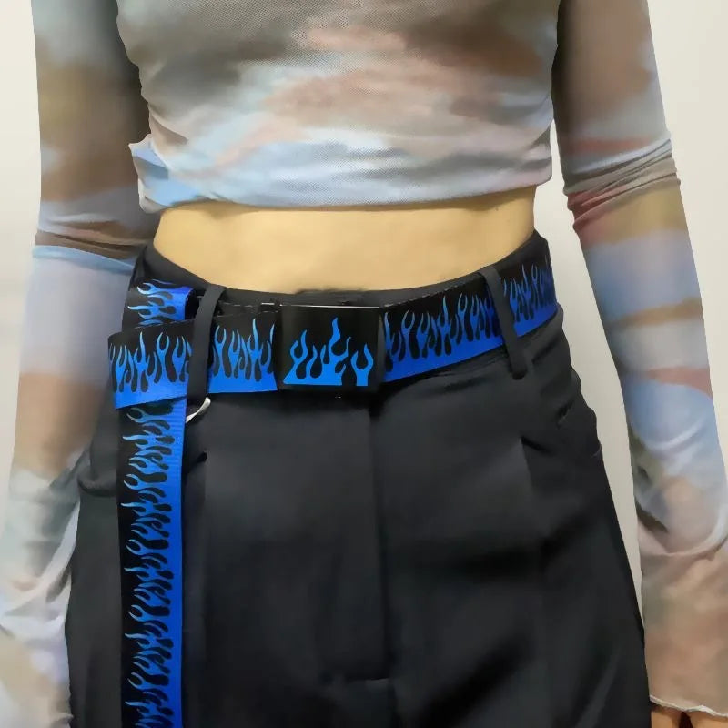 Punk Style Flame Hip-hop Decoration Durable Belt