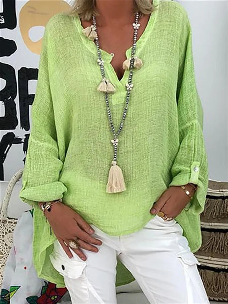 Pure Casual Style Slim Fit Linen Fabric Women shirt