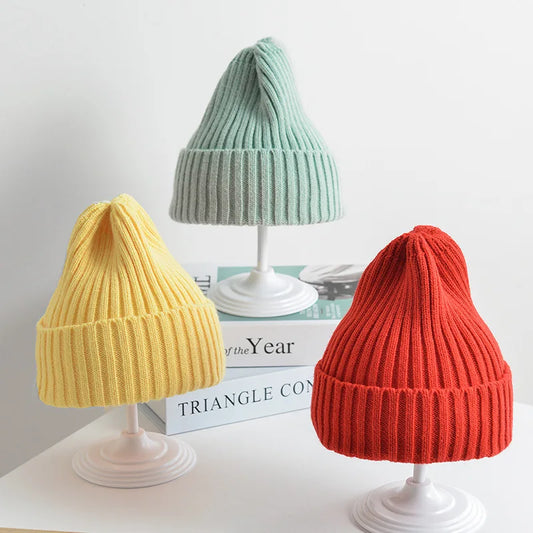 Kids Ribbed Knitted Beanie Hats