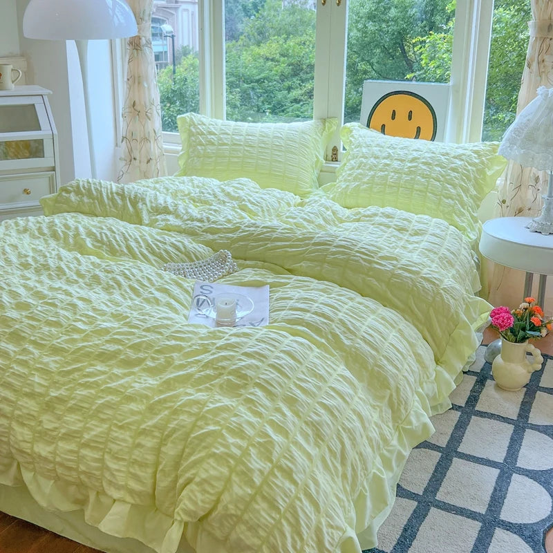 Princess Style Lace Ruffles Bedding Set