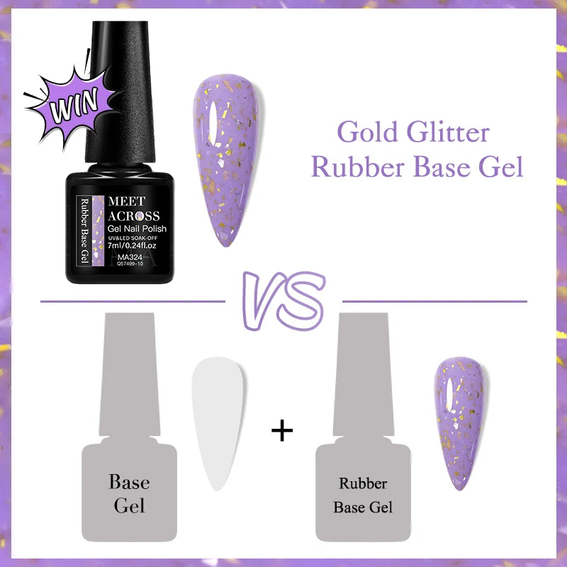 Gold Foil Glitter Rubber Base Nail Gel Polish
