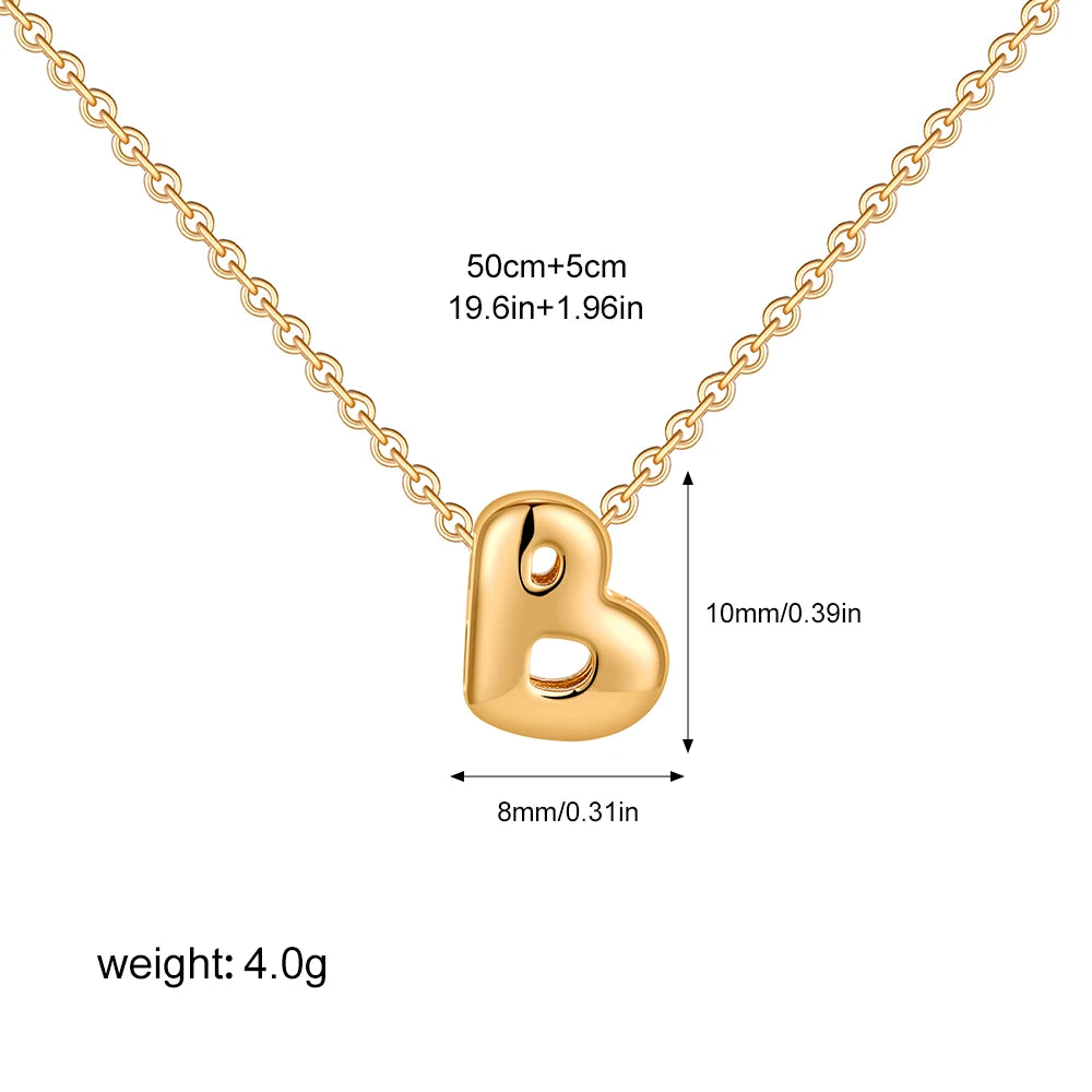 3D Bubble Initial A-Z Alphabet Mini Necklace
