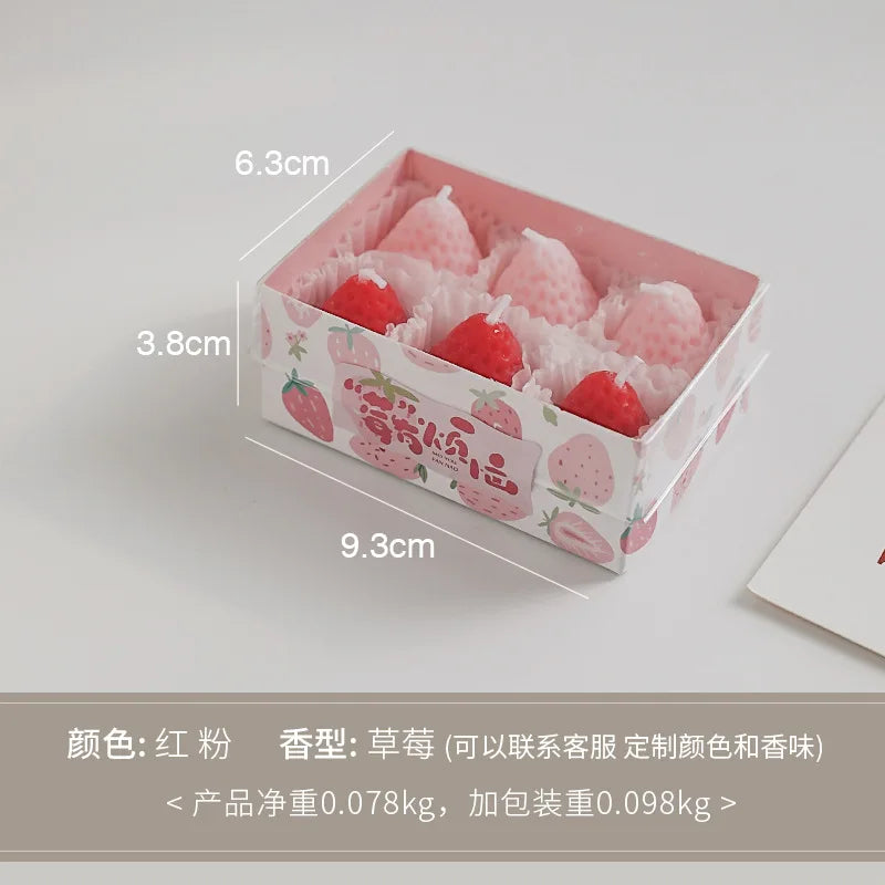 4pcs/1pc Strawberry Candles Soy Wax Aromatherapy Scented Fruit Candles Birthday Cake Topper Party Home Decoration Room Accessory