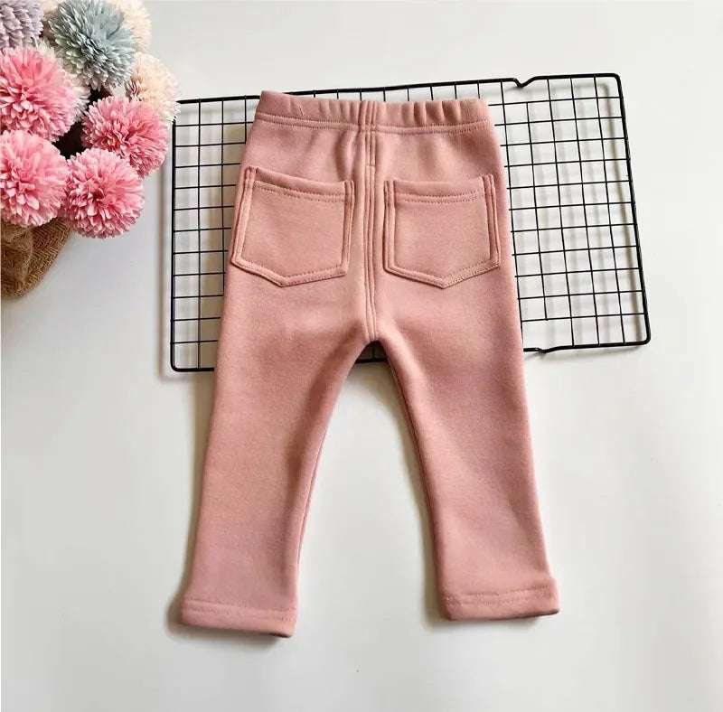 Children's Thin velvet Elastic Belt Jeans