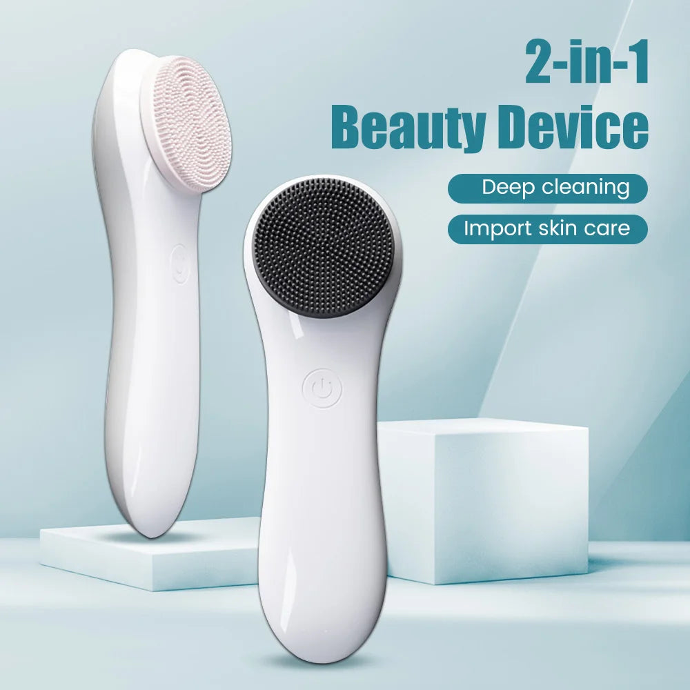Facial Cleansing Brush Face Scrubber Waterproof Face Electric Silicone Face Deep Pores Blackhead Cleaning Washing Cleanser Brush