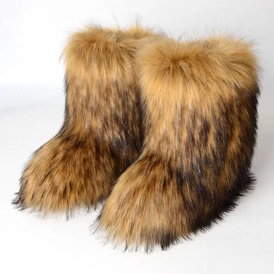 Fluffy Mid-calf Fashion Snow Warm Cotton Shoes