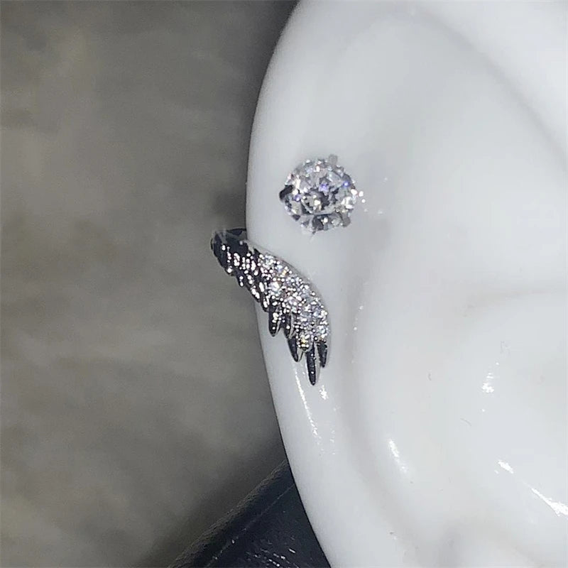 Silver Color Wing Stainless Steel Earring