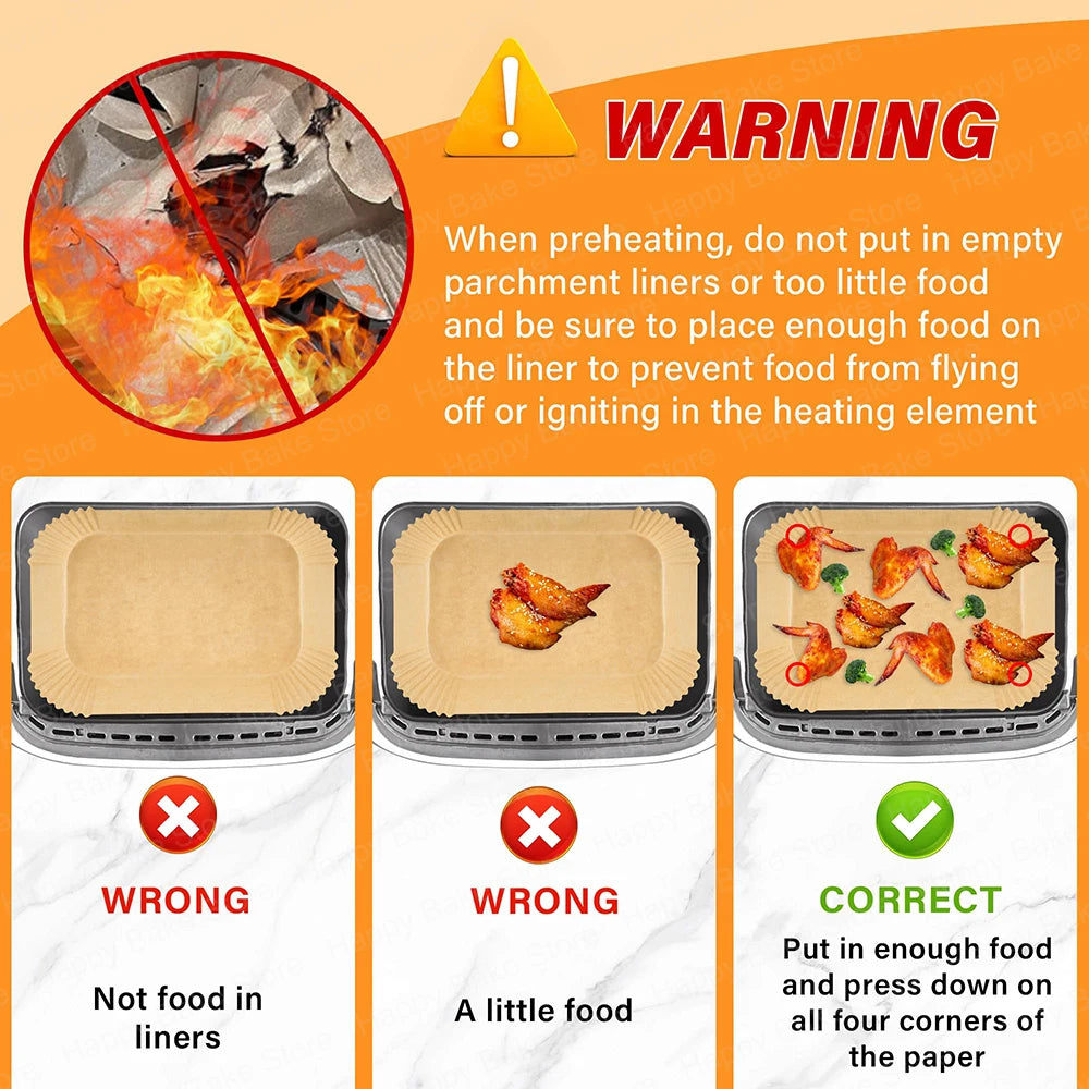 Hot Air Fryer Baking Paper for Cosori 2 Chambers Airfryer Dual Blaze TwinFry XXL 10L, Ninja Foodi Flexdrawer 10.4L AF500DE