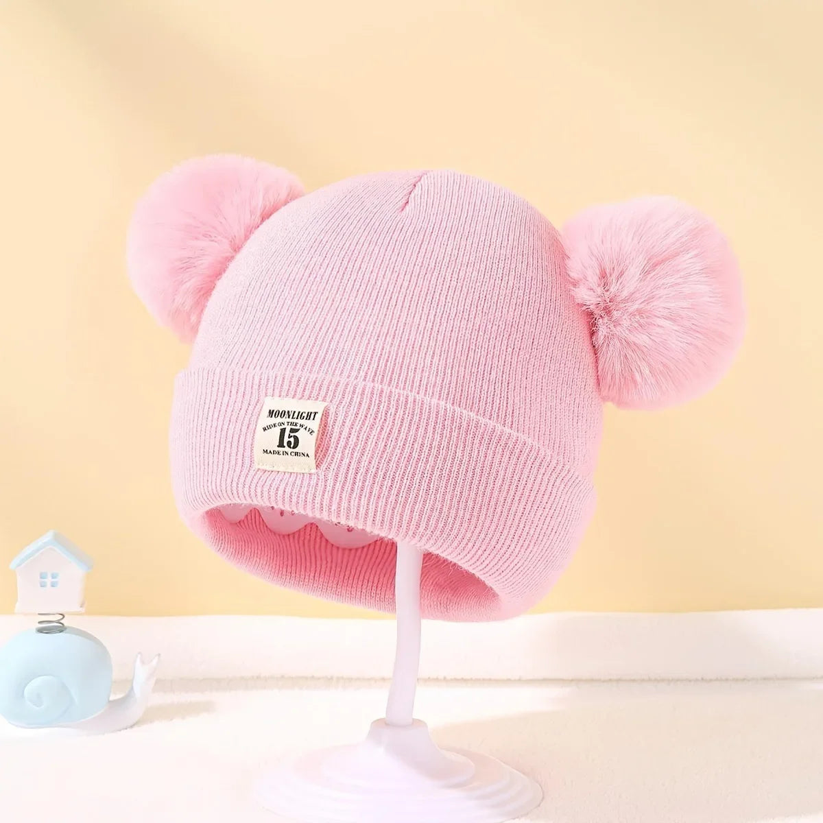 Wool Knitted Bonnet Pompom Hat