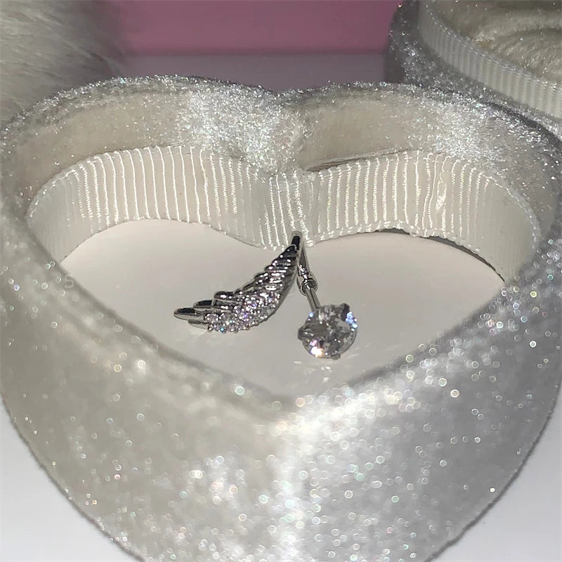 Silver Color Wing Stainless Steel Earring