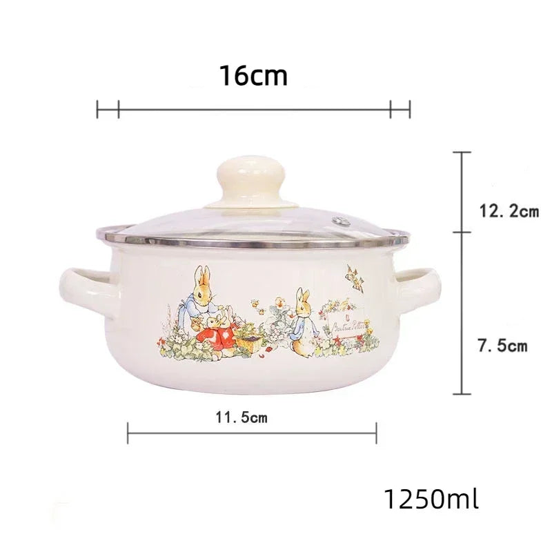 Kitchen Cookware Enameled Enamel Pots and Pans Baby Complementary Bowl Tableware Soup Pots and Pans Open-flame Induction Cooker