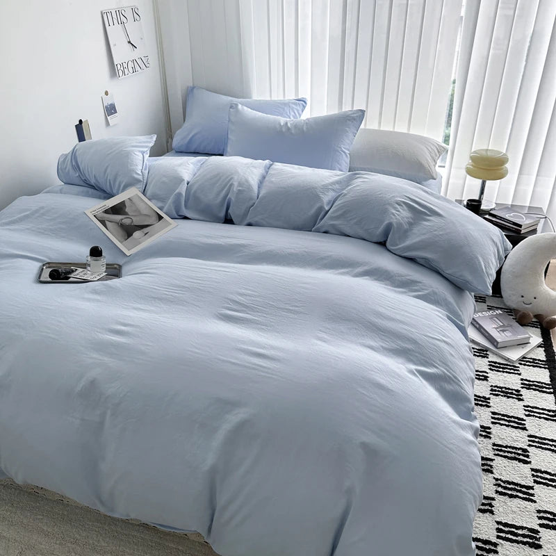 Solid Bed Linen Cotton Bedding Set