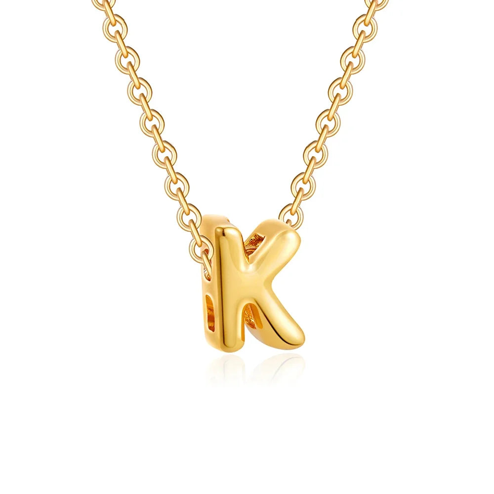 3D Bubble Initial A-Z Alphabet Mini Necklace