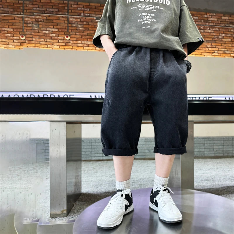 Boys gradient denim mid-trousers