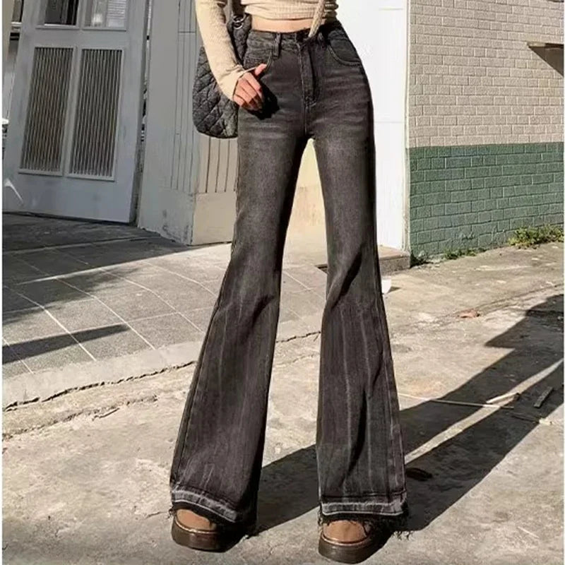 Denim Flare Fit Bell Bottom Lady Fashion Pant Trouser