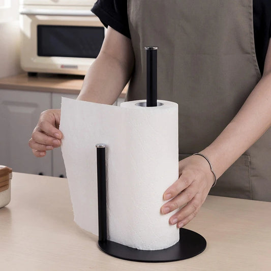 1pc Black Perforation-Free Paper Towel Holder Paper Towel Holder For Kitchen Bathroom Paper Roll Holder Home Storage Rack