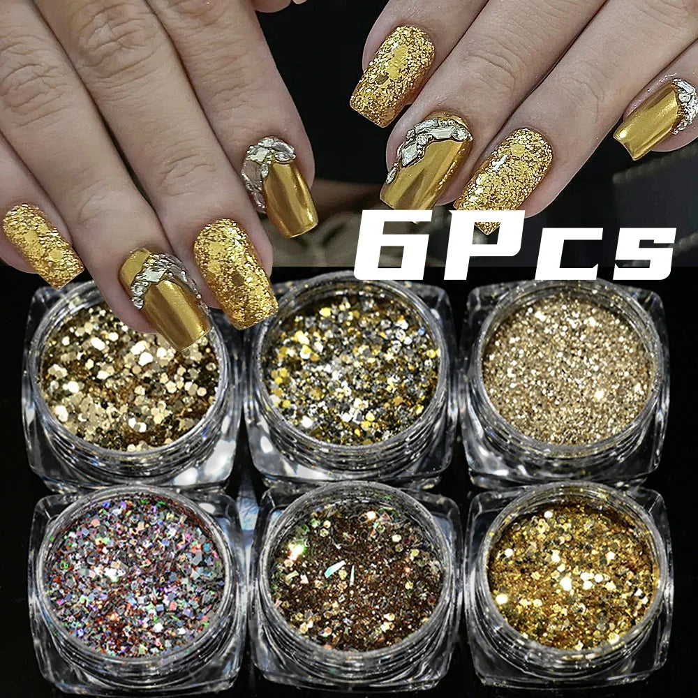 Elegant Mirror Chrome Effect Metallic Dust For Nail