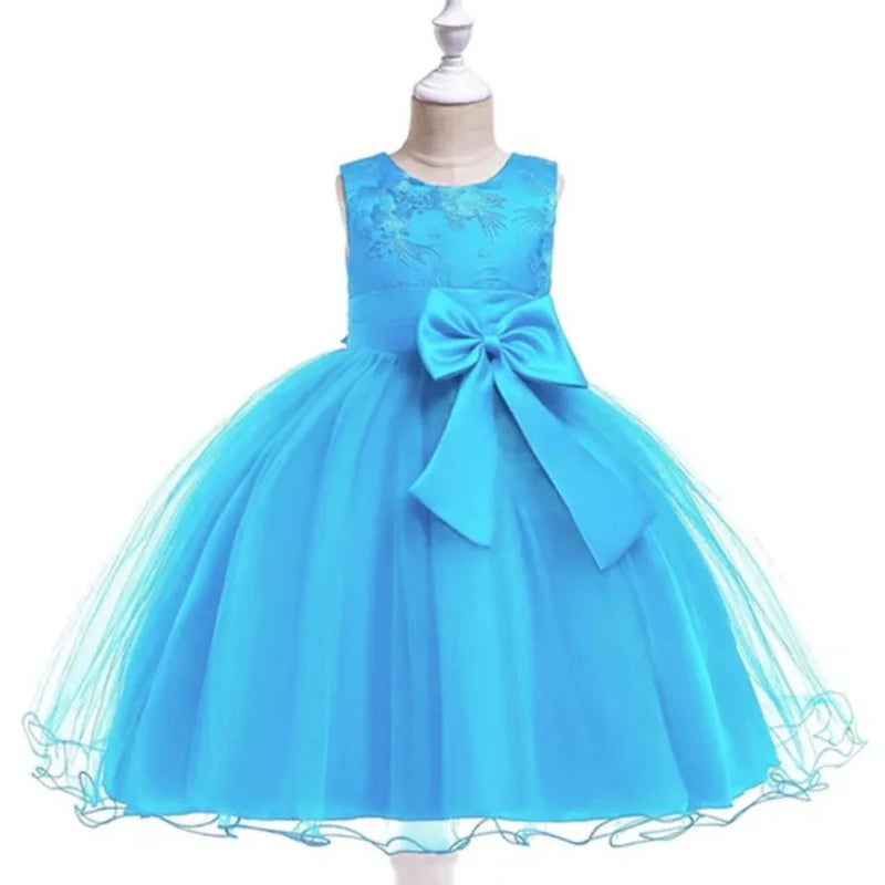 Flower Embroidered Bow Princess Dress