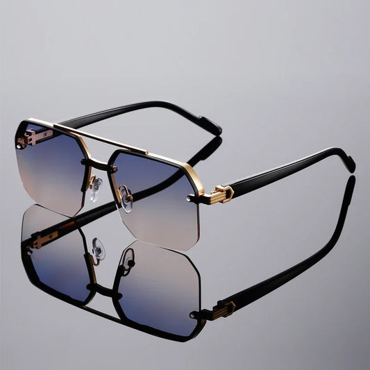 Semi-rimless Fashion Vintage Gradient Sunglasses
