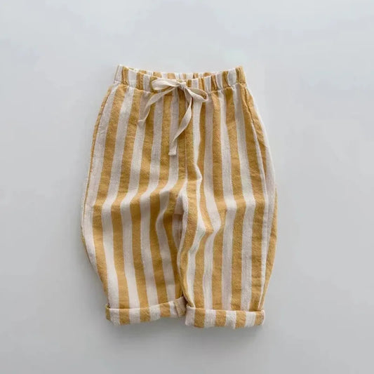 Vintage Linen Cotton Stripe Children Trousers