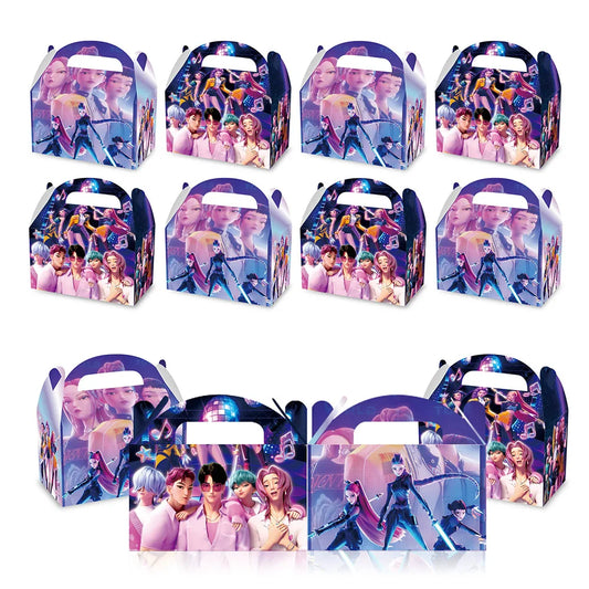 12/24pcs Kpop Demon Hunters Candy Box Birthday Party Supplies Portable Paper Box Packing Funny Gifts Game Anime Goku Gift Bags