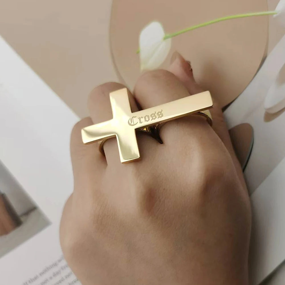 Custom Cross Ring Two Finger Ring
