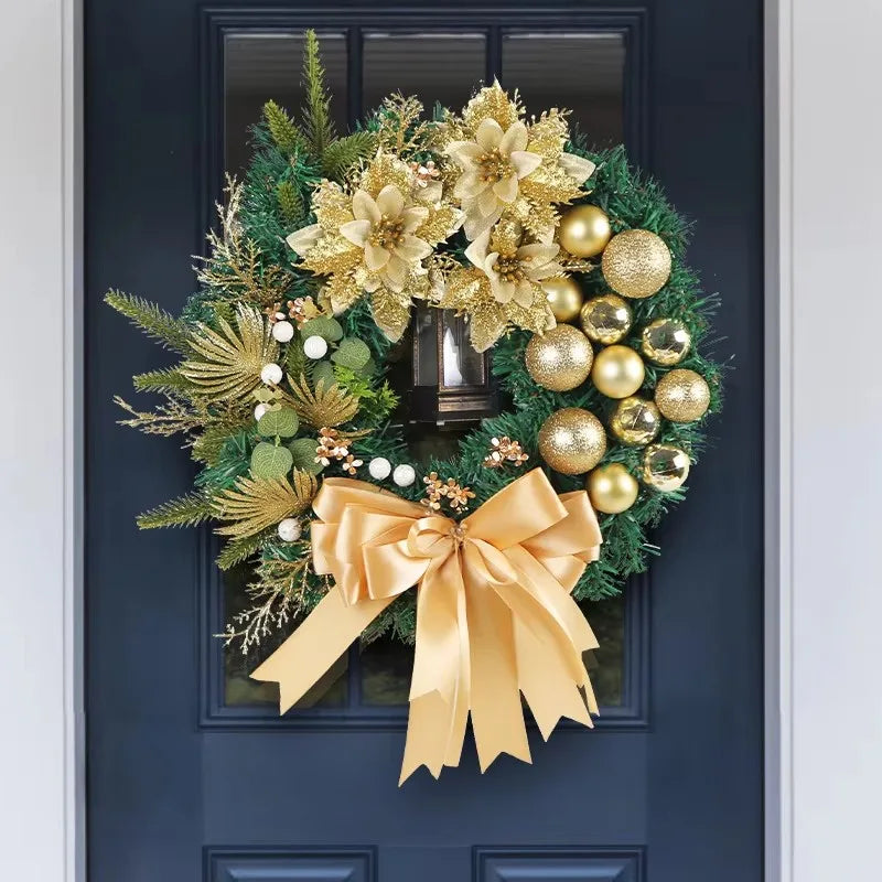 Christmas Wreath With Lantern Front Door