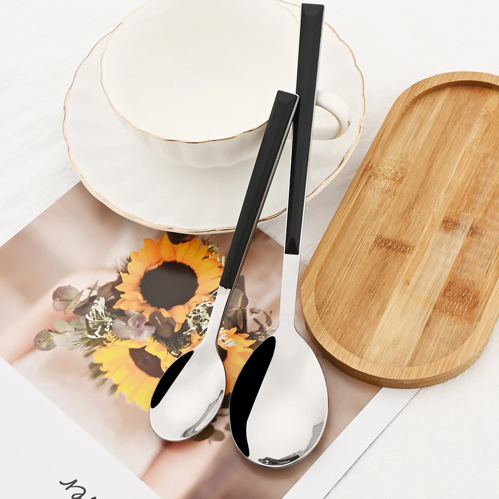 24Pcs Knife Fork Spoon Dinnerware Set High Quality Cutlery Set Stainless Steel Flatware Creative Imitation Wood Handle Tableware