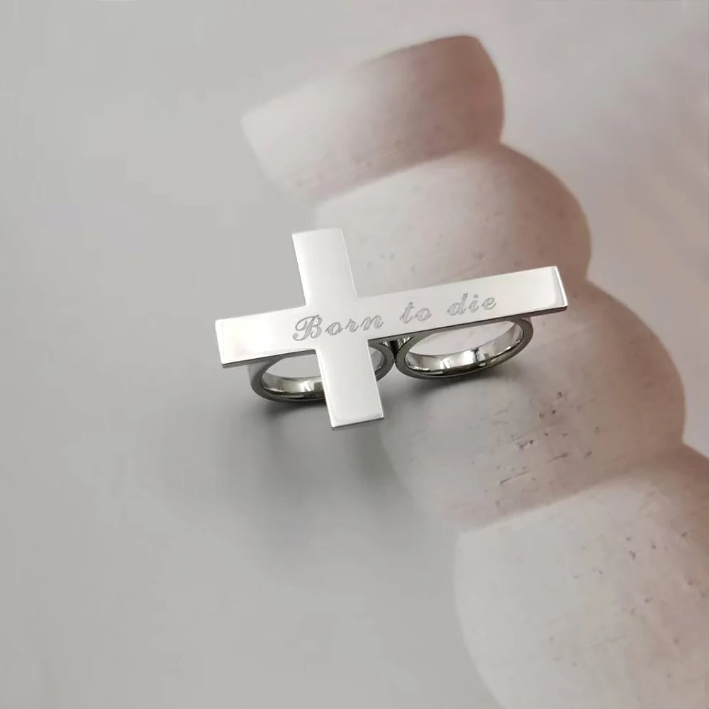 Custom Cross Ring Two Finger Ring